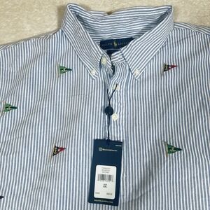 Polo Ralph Lauren Button Down Shirt XL Blue AOP Embroidered Nautical Flag NWT